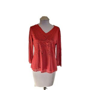 J. Jill Size M Red Blouse/Top 3/4 Sleeve